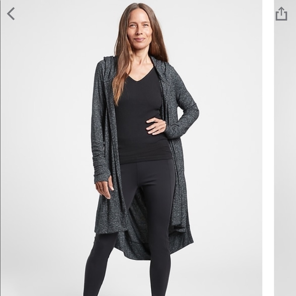 Athleta Open-Front Hooded Longline Wrap - Charcoal